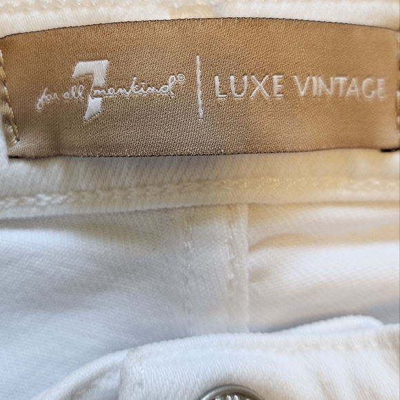7 For All Mankind HW Crop Straight White Jeans Button Fly Size 30 - Picture 4 of 10